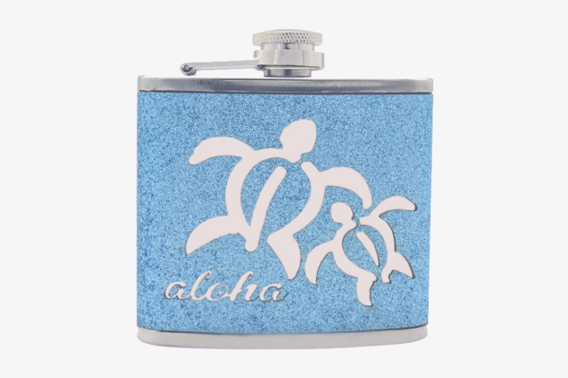 Honu Blue Glitter Flask 5 Fl Oz, transparent png #3290224