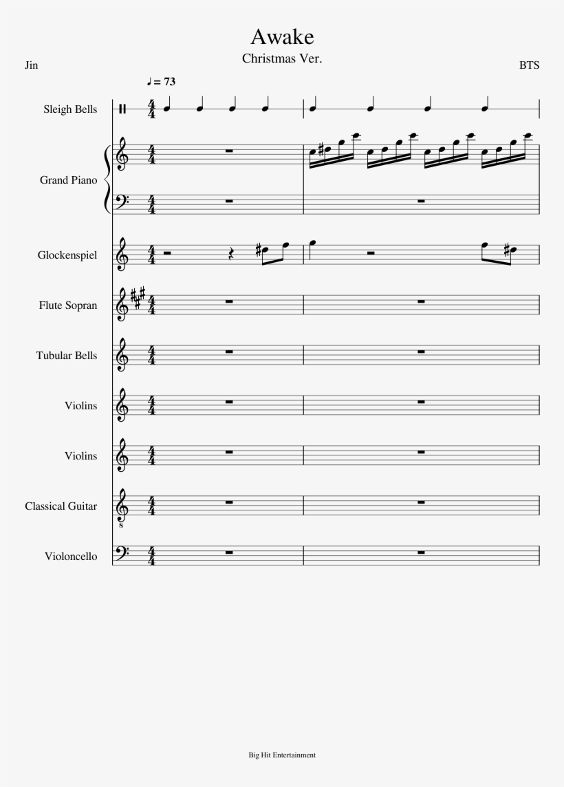 Awake Sheet Music Composed By Bts 1 Of 29 Pages - Bts Jin Awake Piano Sheet, transparent png #3290785