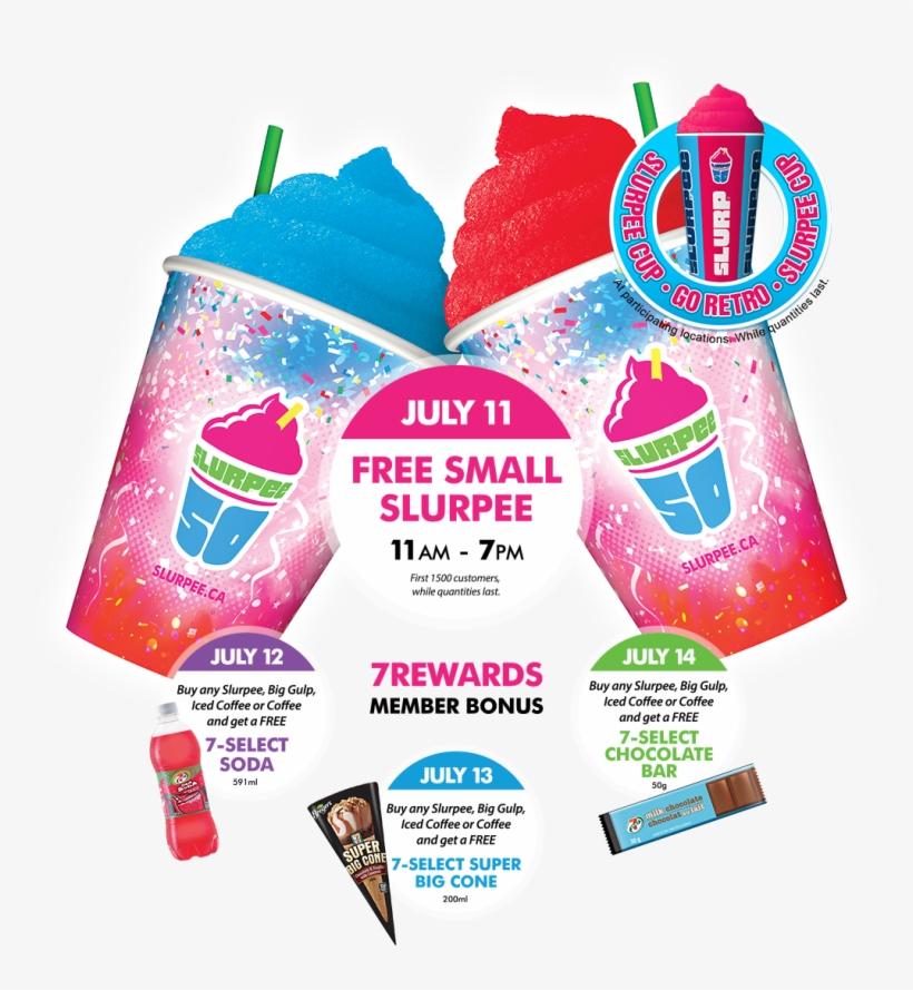 Free Slurpees Today At 7-eleven - 711 Slurpee Cup Sizes Ml, transparent png #3290919