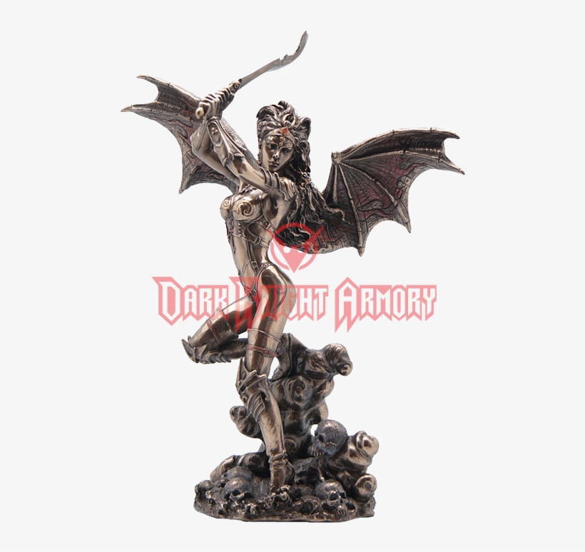 Bronze Bat Wing Female Warrior With Scimitar Statue - Gothic Female Warrior With Bat Wings Statue, transparent png #3291553