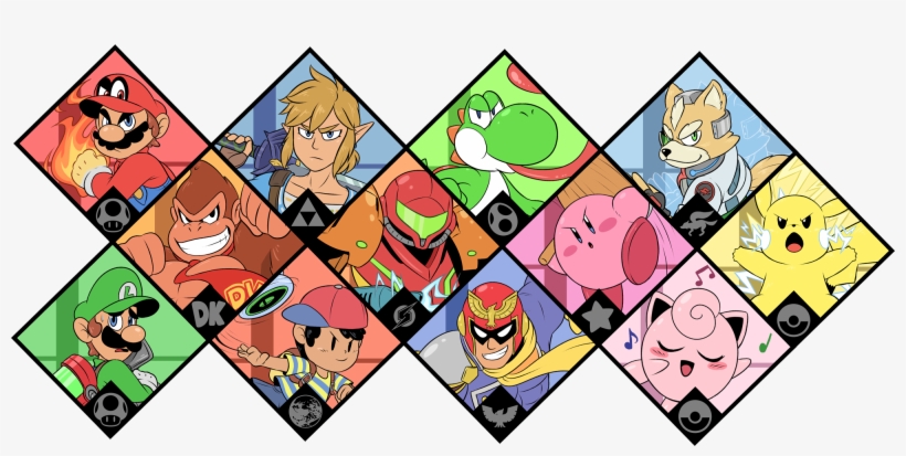 Smash 64drawing All The Smash Fighters In The Series - Original Super Smash Bros Ultimate Characters, transparent png #3292731