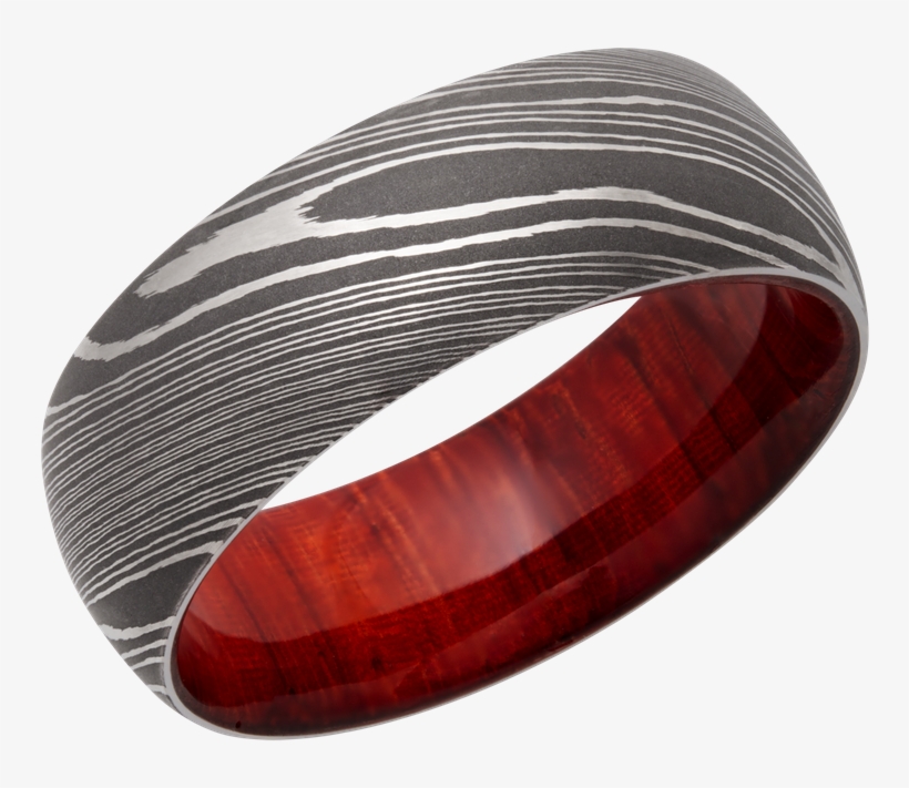 Lashbrook Designs Hwsleeved8d Padauk Acid - Damascus Steel 8mm Domed Band With Padauk Hardwood, transparent png #3296389