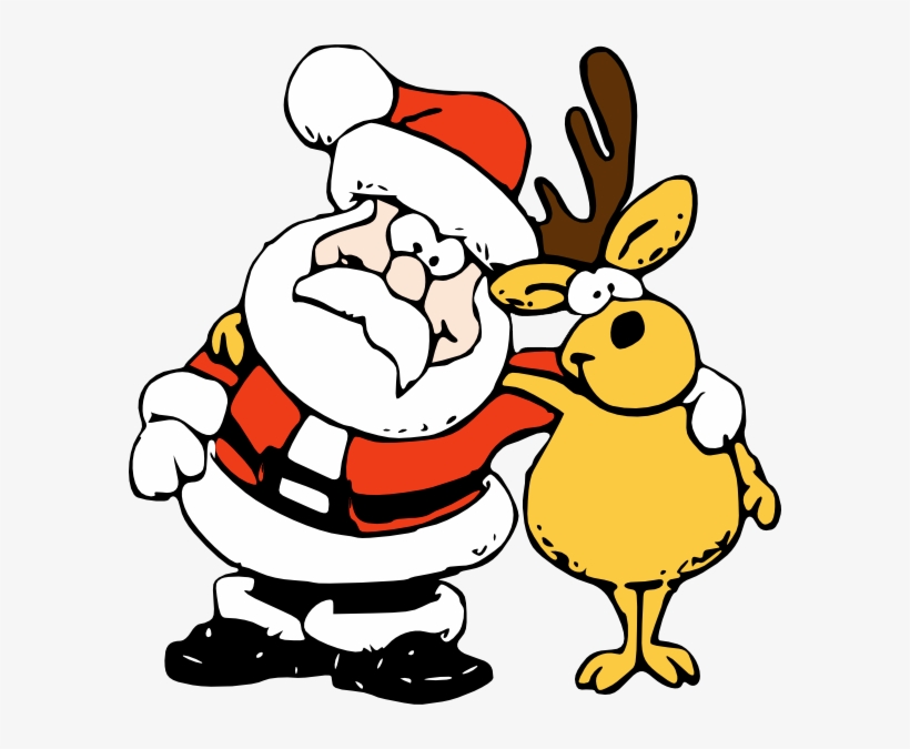 Reindeer Clipart Free Christmas Graphics - Cartoon Santa And Reindeer, transparent png #3296844