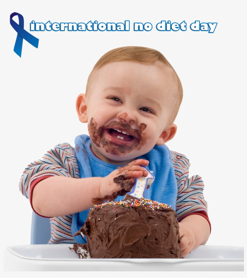 2c/38/international No Diet Day - Happy Baby Eating Cake, transparent png #3298417