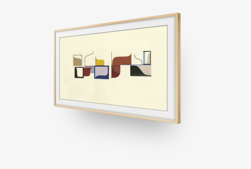 Angled Left View Of The Frame Displaying A Photograph - Samsung 55" 'the Frame' Tv Frame - White, transparent png #3298656