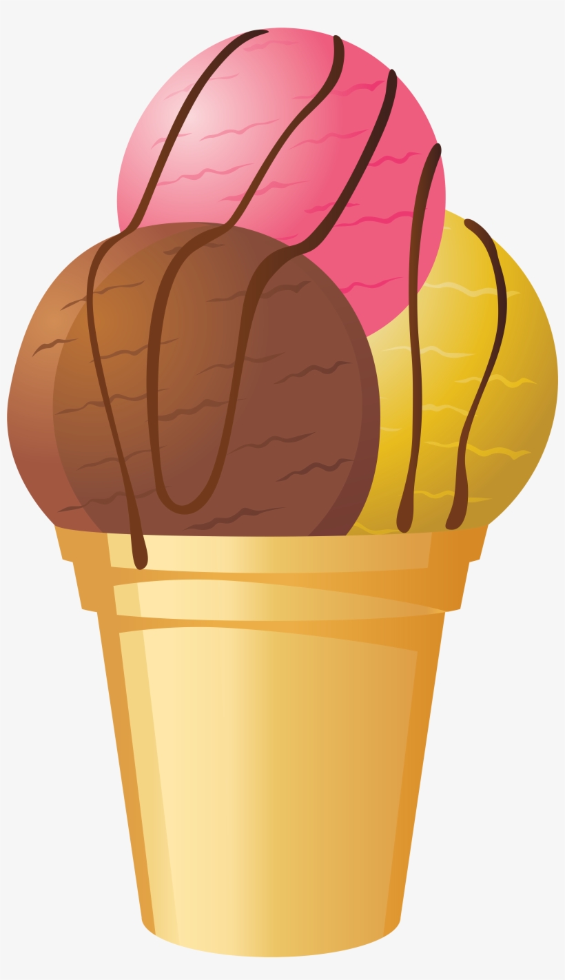 Tricolor Ice Cream Cone Png Clip Art - Ice Cream Cone Clipart High Resolution, transparent png #331260