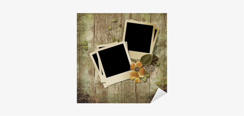 Wooden Background With Polaroid Frames Sticker • Pixers® - Relações Sadias, Laços Duradouros, transparent png #334898