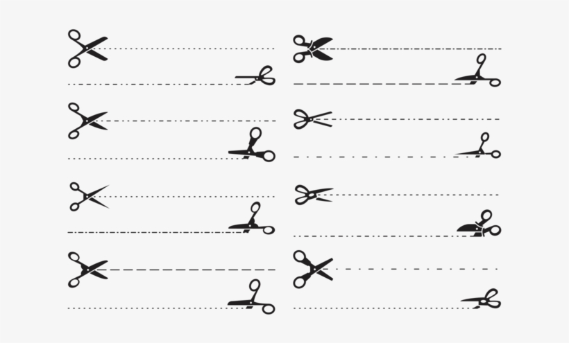 Scissors With Cut Lines Vector Download Free - Drawing, transparent png #334963