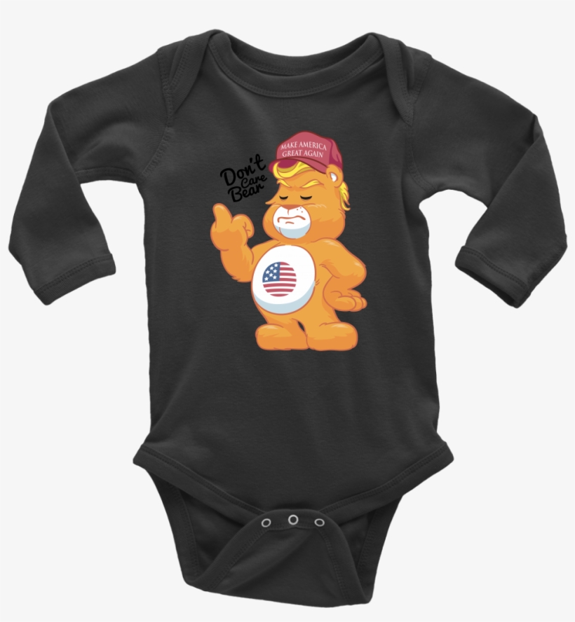 Don't Care Bear W/ Make America Great Again Hat Adult - Dizinga Top Papa Baby One Piece Long Sleeve - Navy/18-24, transparent png #335090