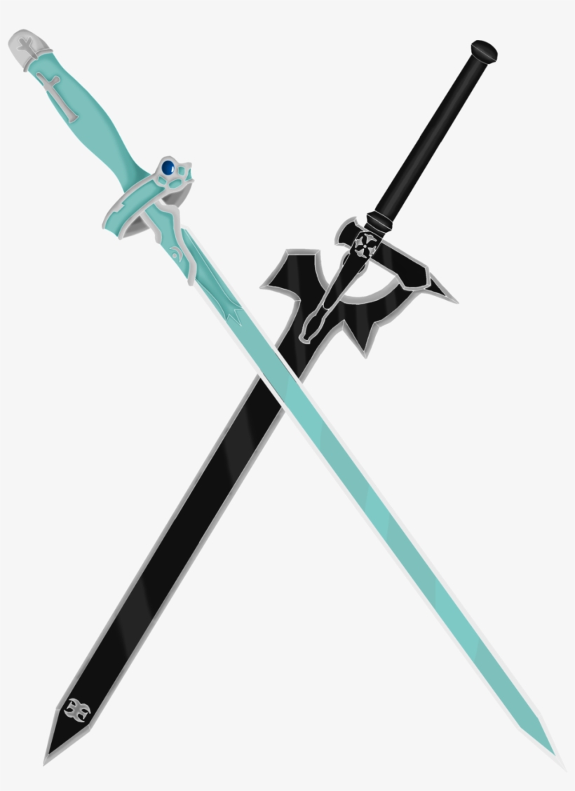 Drawn Sword Elucidator - Asuna And Kirito Swords, transparent png #335313