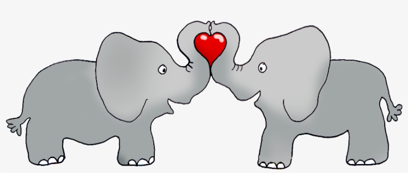 Elephants Holding A Red Heart - Elephant Valentines Clip Art, transparent png #335337