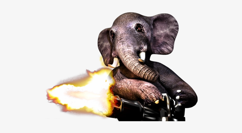 Elephant - Elephant With A Minigun, transparent png #335377