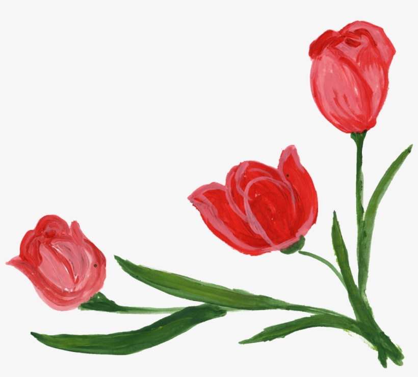 Png File Size - Red Flowers In Corner, transparent png #335720