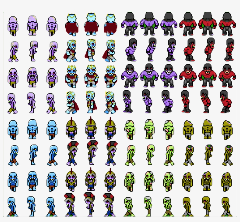 Zombie - Pixel Zombie Sprite Sheet, transparent png #335745