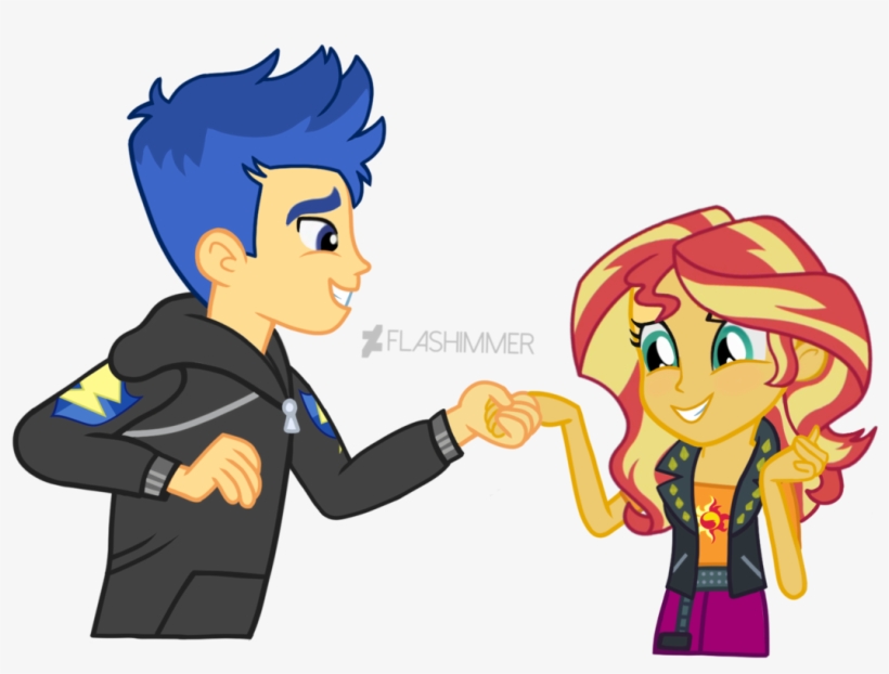 Alternate Hairstyle, Artist - Mlp Fim Eg Sunset Shimmer And Flash Sentry, transparent png #335769