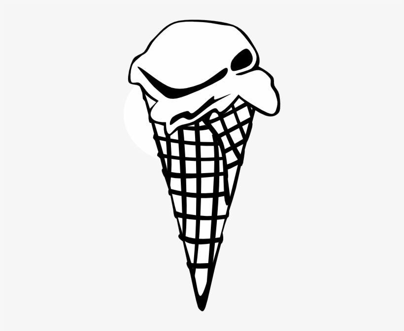 Free Vector Ice Cream Cone (b And W) Clip Art - Ice Cream Cone, transparent png #336555