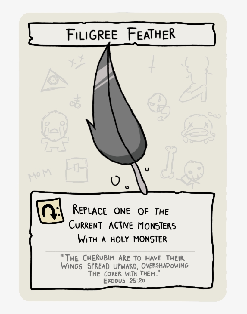 Four Souls'filigree Feather' Mockup Card - Drawing, transparent png #336945