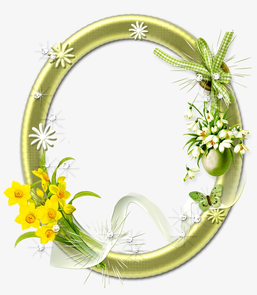 Flower Frame Png Photo - Oval Photo Frames Png, transparent png #337126