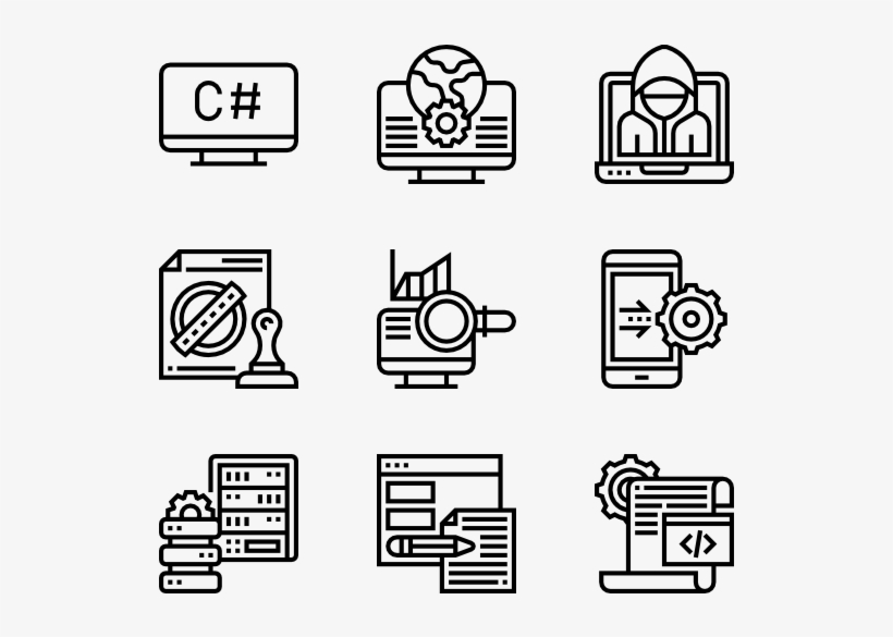 Png Black And White Stock Icons Free Programming - Tech Vector Png Hd, transparent png #338889