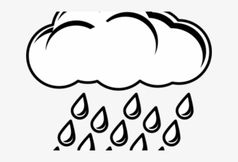 Clouds Clipart Outline - Rain Clip Art Black And White, transparent png #339620