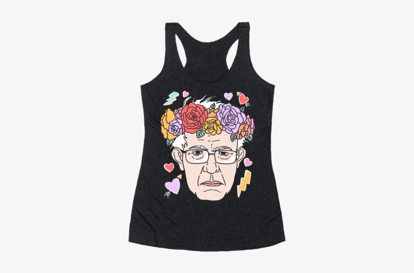 Bernie With Flower Crown Racerback Tank Top - Gay Unicorn Shirt, transparent png #3305668