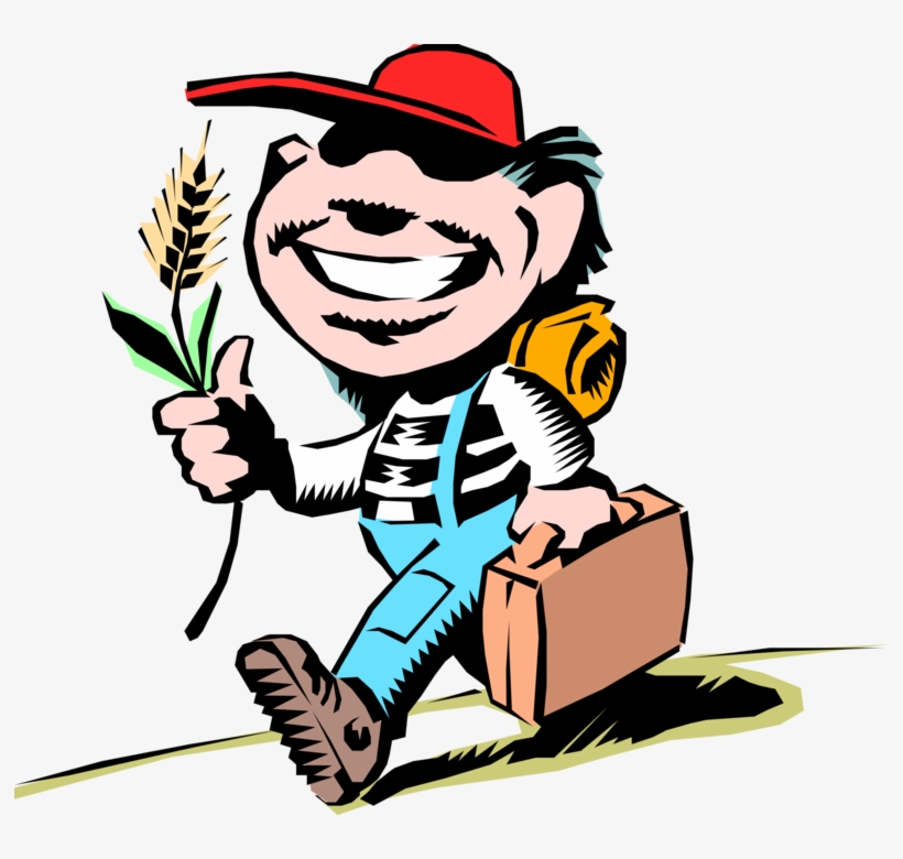 Vector Illustration Of Hayseed Kid Walks To School - Clip Art, transparent png #3307418