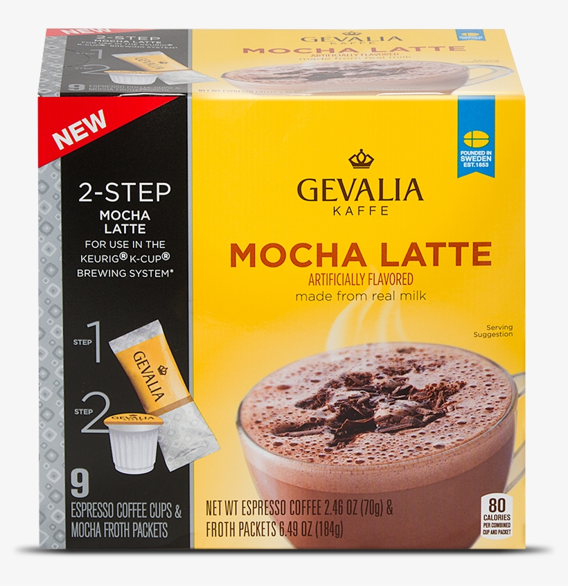 Image Of Mocha Latte Box - Gevalia Mocha Latte K-cup Packs And Froth Packets,, transparent png #3307569