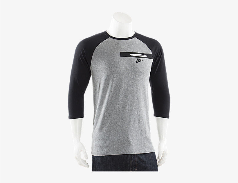 Nike Bemis 3/4 Pocket T Shirt Grey - Long-sleeved T-shirt, transparent png #3309393