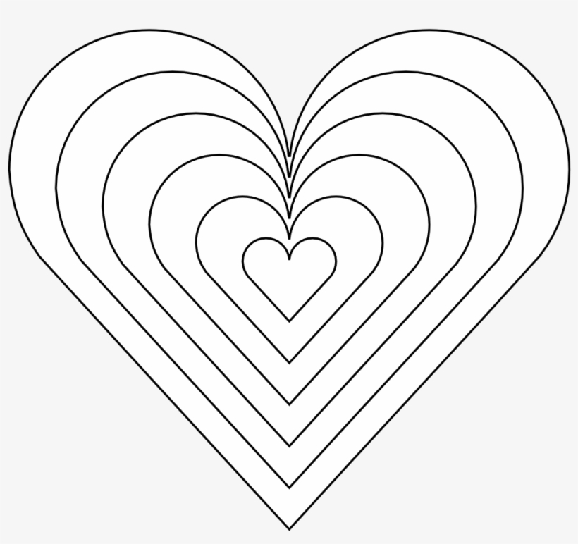 Color Heart Black White Line Art 999px 121 - Rainbow Heart Coloring Pages, transparent png #3309793