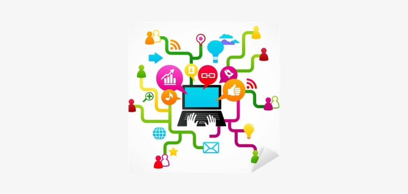 Social Network Background With Media Icons Sticker - Rewired By Brandon Cox, transparent png #3310114