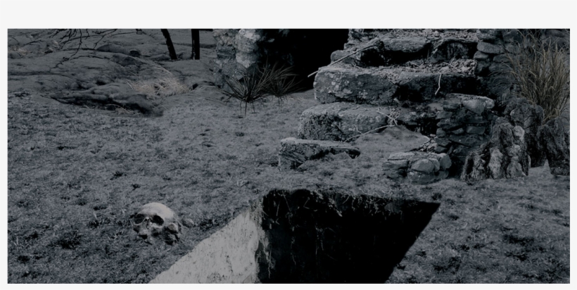 Black And White Picture Of Skull And Grave - Stone Wall, transparent png #3310691
