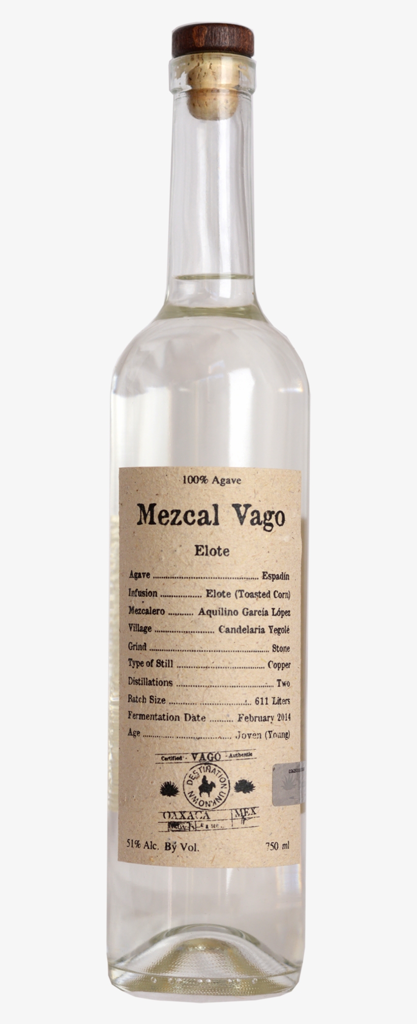 Mezcal Vago Elote Spirits 700ml - Mezcal Vago Elote X 1, transparent png #3310996