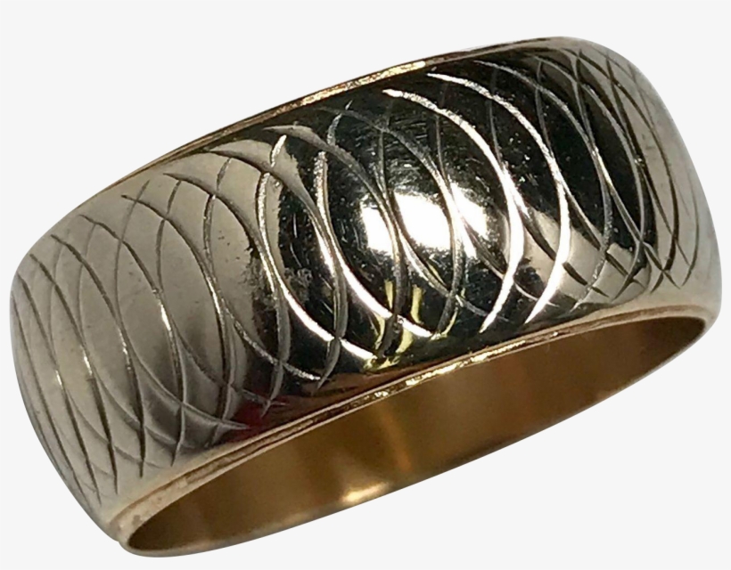 Vintage 14 K Two Tone Gold Swirl Engraved - Bangle, transparent png #3311890