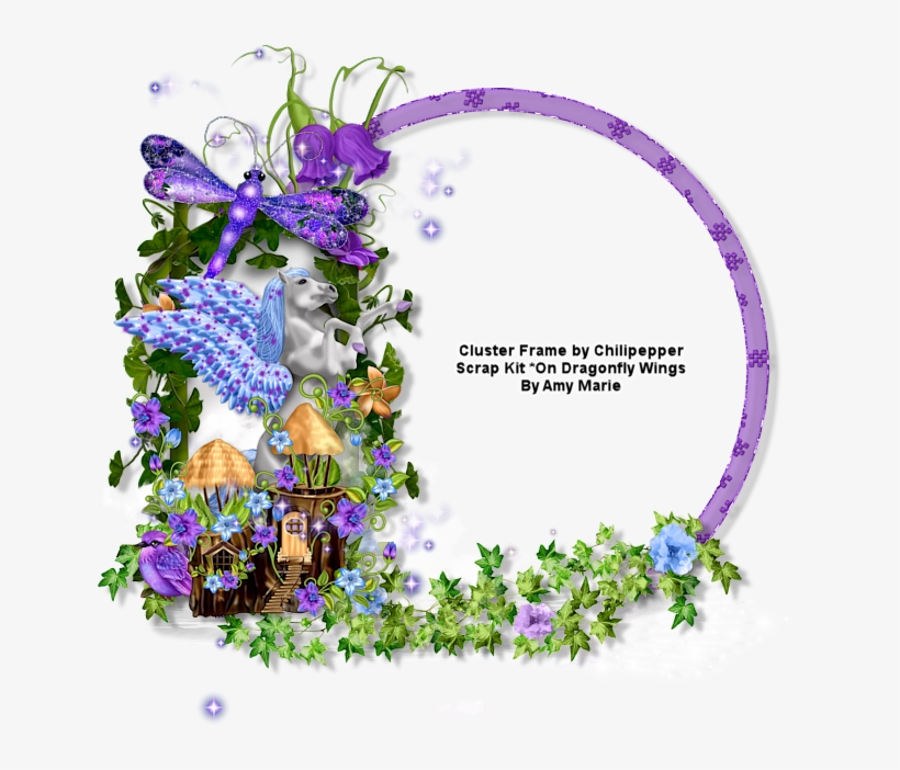 Ct Cluster Frame And Tag *on Dragonfly Wings* - Lobelia, transparent png #3313707