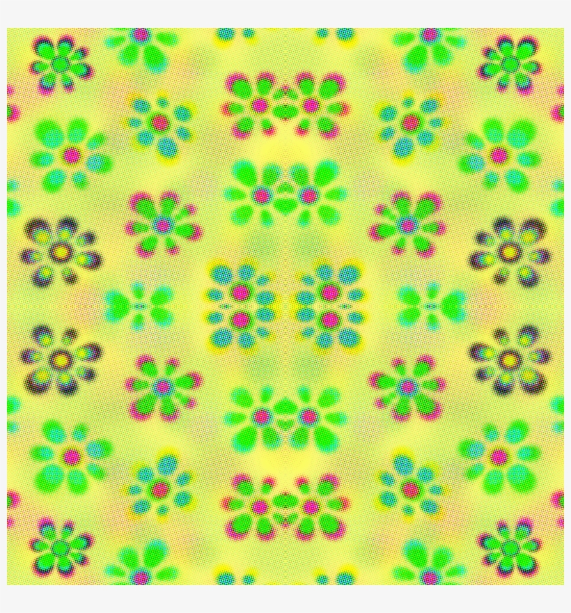 Psychedelic Flowers Yellow Halftone2 Wallpaper - Motif, transparent png #3316006