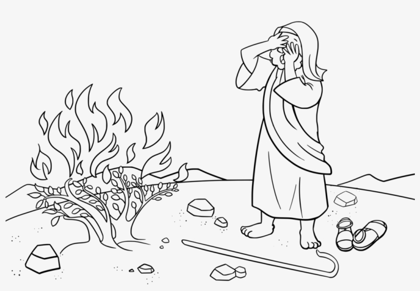 Moses And The Burning Bush Bible Coloring Book Child - Moses And The Burning  Bush Coloring Page - Free Transparent PNG Download - PNGkey
