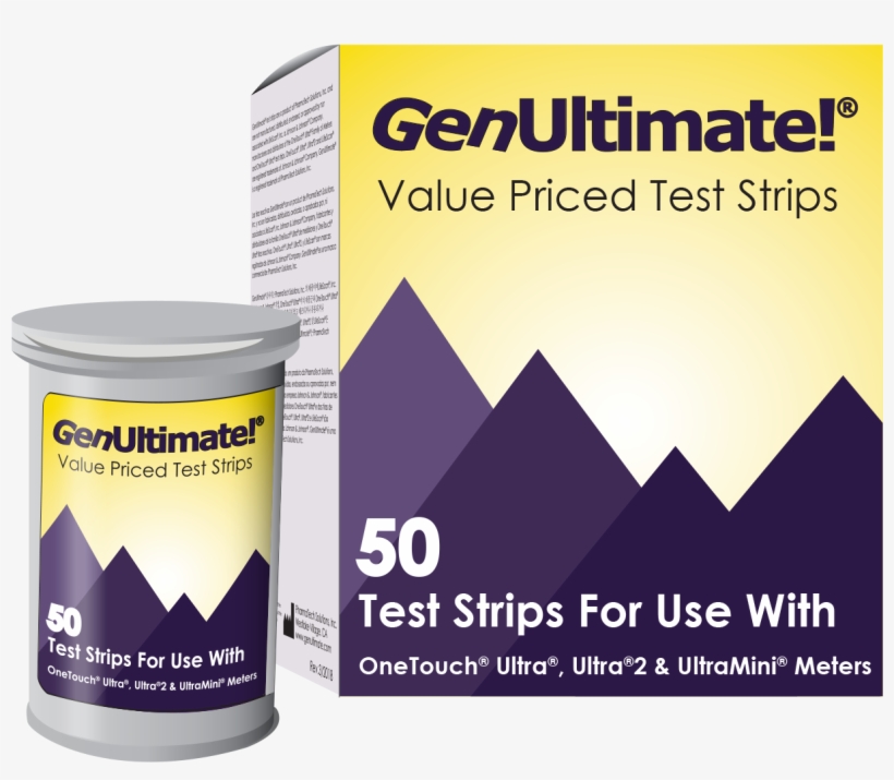 50 Count Blood Glucose Test Strips - Genultimate Blood Glucose Test Strips For One Touch, transparent png #3318163
