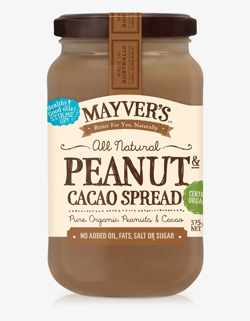 Mayvers Organic Peanut Butter Cacao 375g - Mayver's Organic Peanut Coconut Spread 375g, transparent png #3323168