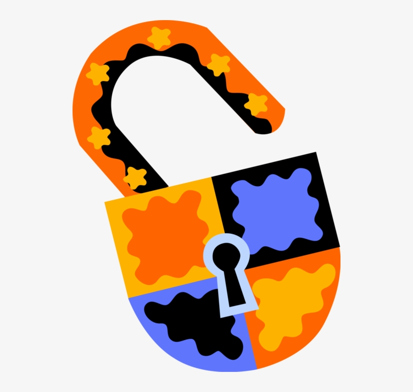 Vector Illustration Of Padlock Lock Mechanical Security, transparent png #3323978