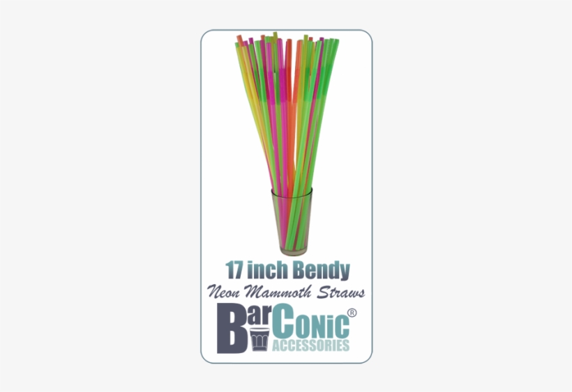 17 Inch Mammoth Bendy Straws - Assorted Neon (pack, transparent png #3327154