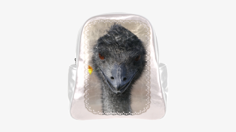 Happy Emu With Yellow Flower Multi-pockets Backpack - Happy Emu Canvas Print - Small By Ivaw, transparent png #3330430