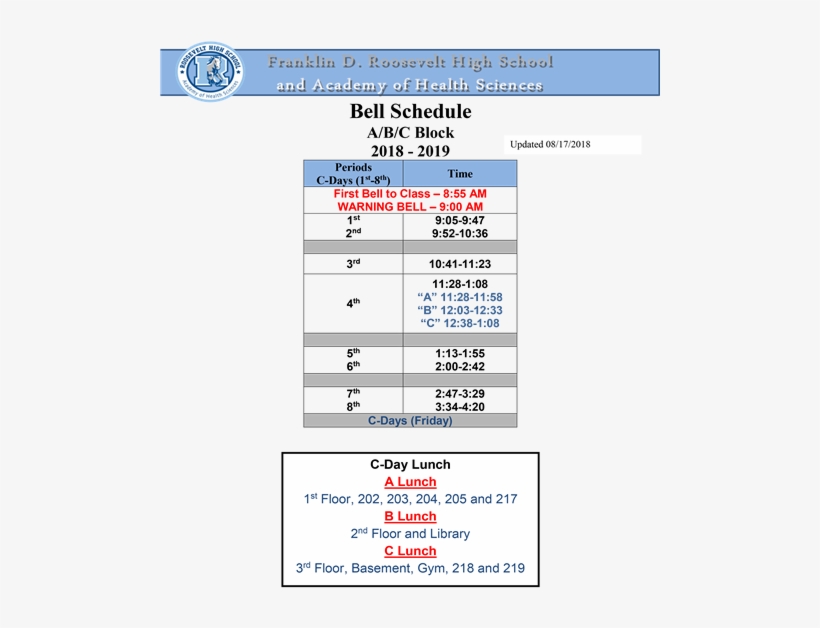 A B Schedule - Sanger High School Bell Schedule 2018, transparent png #3330762