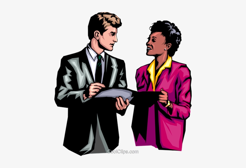 Man & Woman Discussing Royalty Free Vector Clip Art - Gender Difference Leadership Style, transparent png #3331188