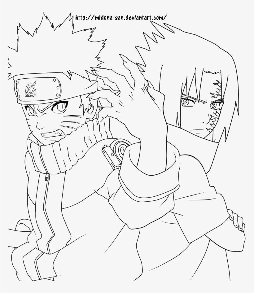 Naruto Vs Sasuke Coloring Pages Sasuke And Naruto Lineart