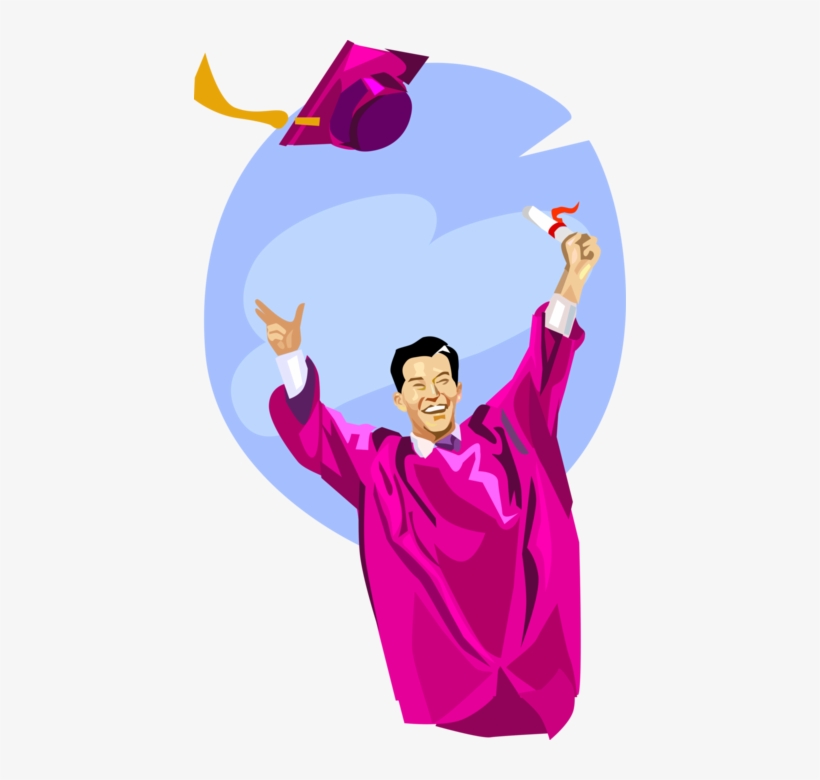 Vector Illustration Of Graduating Student Celebrates - Presentation, transparent png #3333029