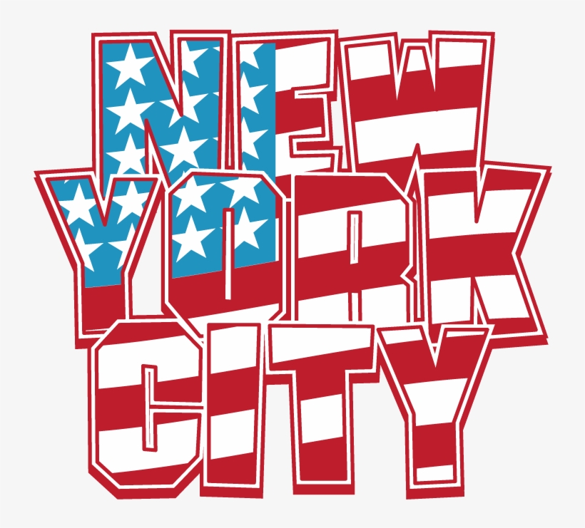 New York City Nyc Usa American Flag Stars Stripes Patriotic - New York City Lettering Red White And Blue Flag. Usa., transparent png #3334347