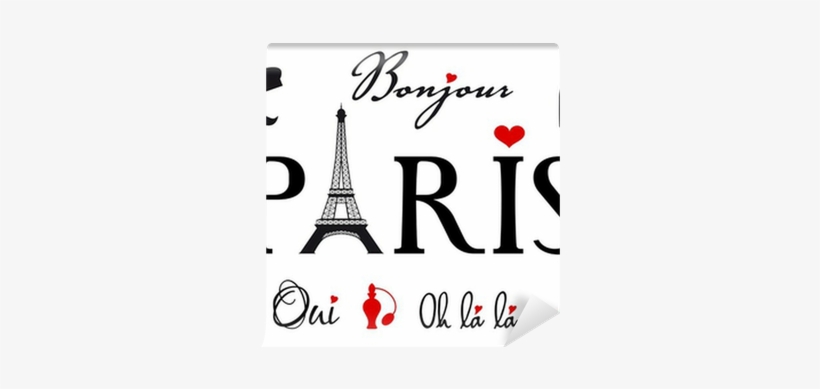 Paris With Eiffel Tower, Vector Set Wall Mural • Pixers® - Paris Word, transparent png #3335149