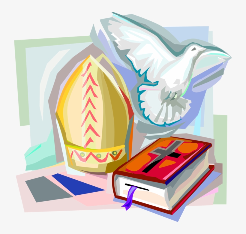 Vector Illustration Of Bible Holy Book, Dove And Papal - Sacrament Of Confirmation Summary, transparent png #3335154