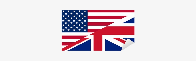 American And British English Language Icon Sticker - British Flag American Flag, transparent png #3336892