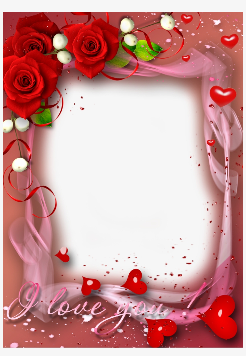 Red Roses And Hearts Valentine Picture Frame Png 914 - Love Frames For Photoshop, transparent png #3337354